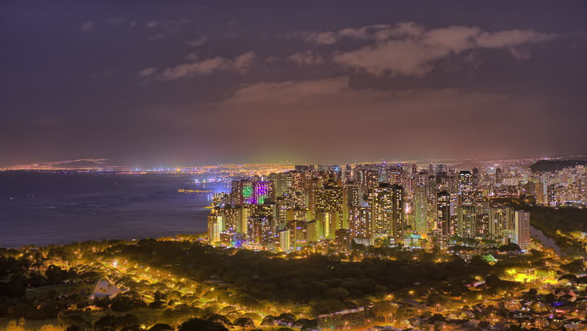 Honolulu, Night Time Lapse Cityscape 4k Stock Footage Video 8504131 ...