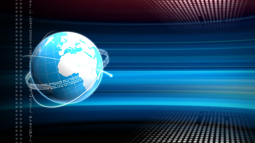 Background Computer Rendered Animation For News TV Channel With Blue Turning Globe And Circline Background Computer Rendered Animation For News TV Channel With Blue Turning Globe And Circline
