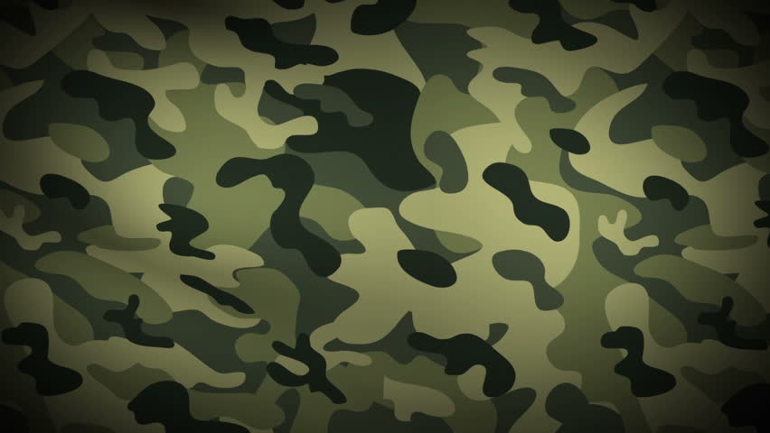 Camouflage pattern background loop in jungle/forest camo colors: khaki