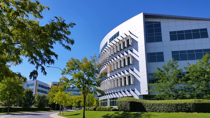Modern Architecture Videos establishing shot of a modern architecture business building Modern Architecture Videos establishing shot of a modern architecture business building