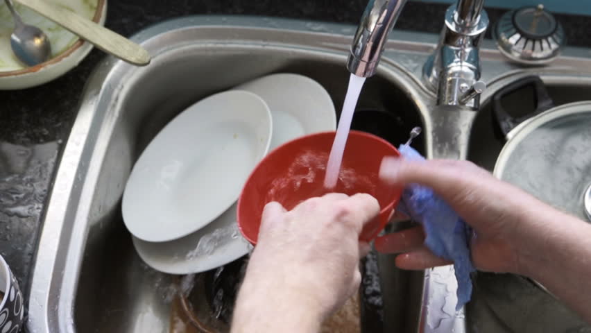 Kitchen Sink With Clean Dishes man's hands washing dishes in kitchen sink stock footage video Kitchen Sink With Clean Dishes man's hands washing dishes in kitchen sink stock footage video