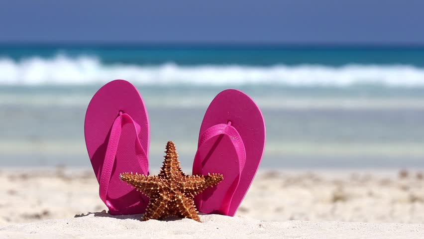 Beach Sandals Stock Footage Video  Shutterstock-1039