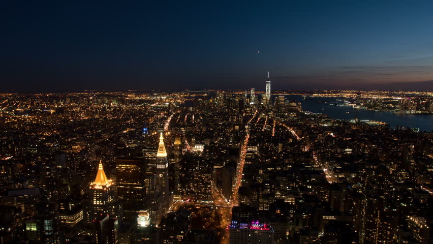 Manhattan Skyline Night Panorama Stock Footage Video | Shutterstock